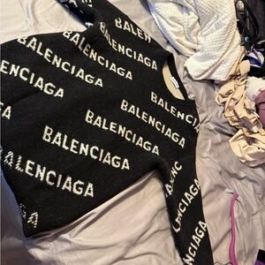 Balenciaga Black and White Logo Sweater